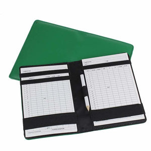 1 Pc Deluxe Genuine Leather Golf Score Card Holder with 1 Pc Wood Pencil and 2 Pcs Score Cards