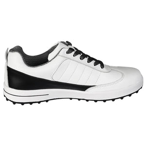 New Men'S Golf Shoe Sports Shoes Top Layer Leather Waterproof Breathable (White)