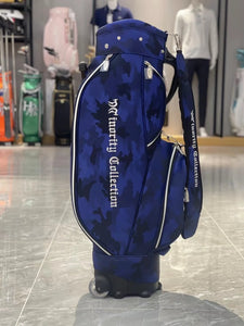 Men'S Blue Camouflage Printed Waterproof Golf Bag Pull Rod Golf Bag with Roller Golf Equipment Bag