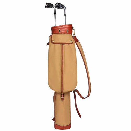 Vintage Golf Club Bag Carrier Pencil Style Canvas & Leather Fleece Padded Golf Sticks Case Cover Sunday Bag 89CM