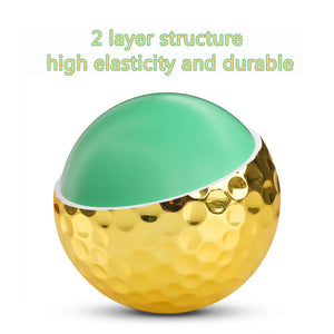 6 Pcs Two Layer Golden Golf Balls Golf Practice Balls Training Two Pieces Balls as Gift