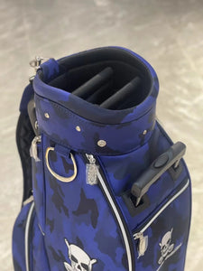 Men'S Blue Camouflage Printed Waterproof Golf Bag Pull Rod Golf Bag with Roller Golf Equipment Bag